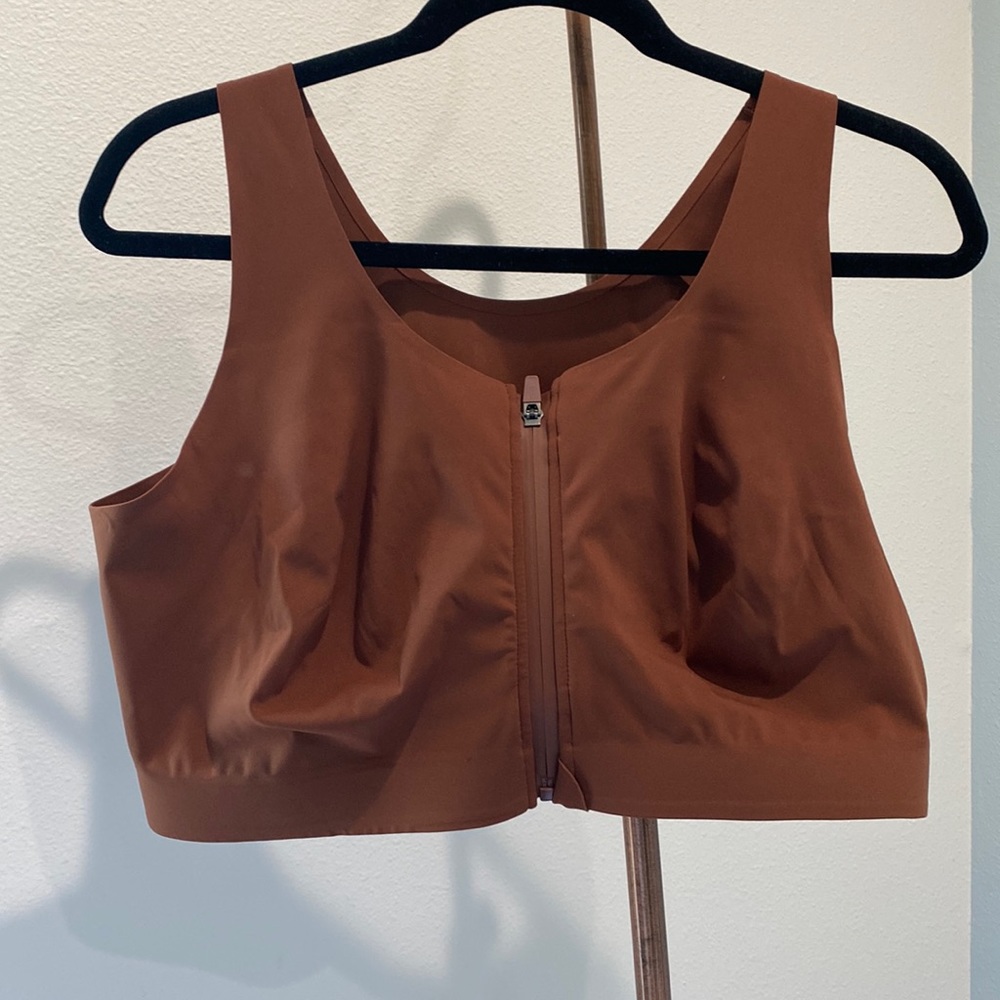 Zyia Active Coffee Front Zipper Sport Bra